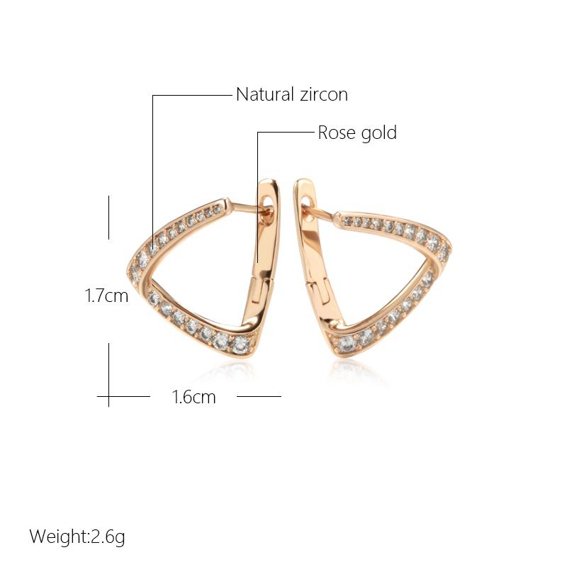 Kinel Vintage Geometric Rose Gold Color Clip Earrings For Women Natural Zircon Trendy Jewelry