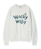 Wacky Willy Typographic Embroidered Fleece-Lined Sweatshirt Light Gray