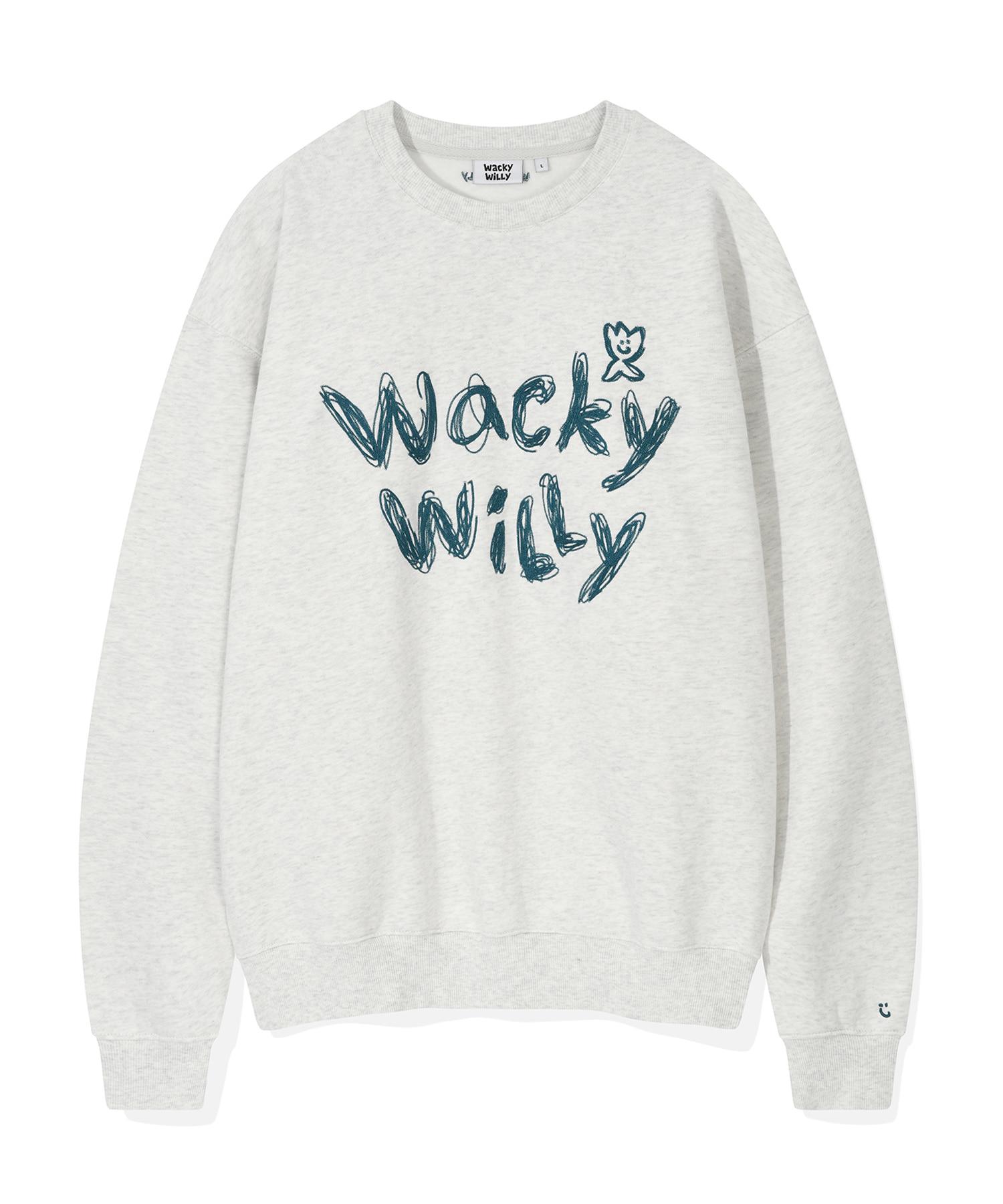Свитшот с вышивкой Wacky Willy, на флисовой подкладке, светло-серый L