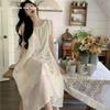 Temperament medium and long dress small fragrant French suspender chiffon dress women's summer new seaside beach vacation skirt