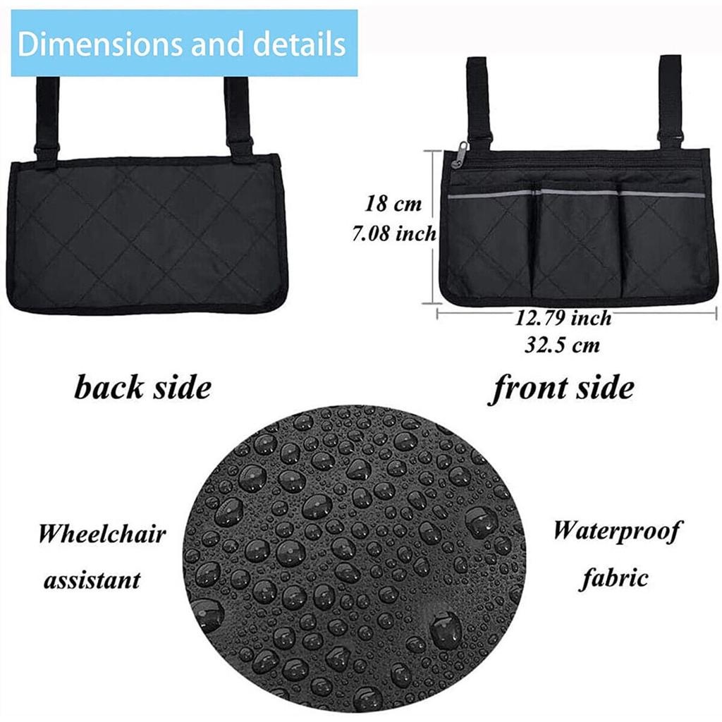 Wheelchair Side Bag, Wheelchair Pouch For Wheelchair, Wheelchair Bags To Hang On Side, Wheelchair Accessories Bag
