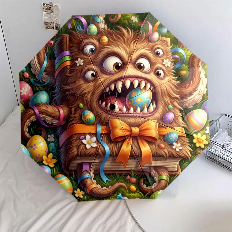 Волшебный зонт с узором «Пасхальное яйцо», 1 шт., автоматический складной зонт, портативный дорожный зонт, уличный зонт, подарок на день рождения