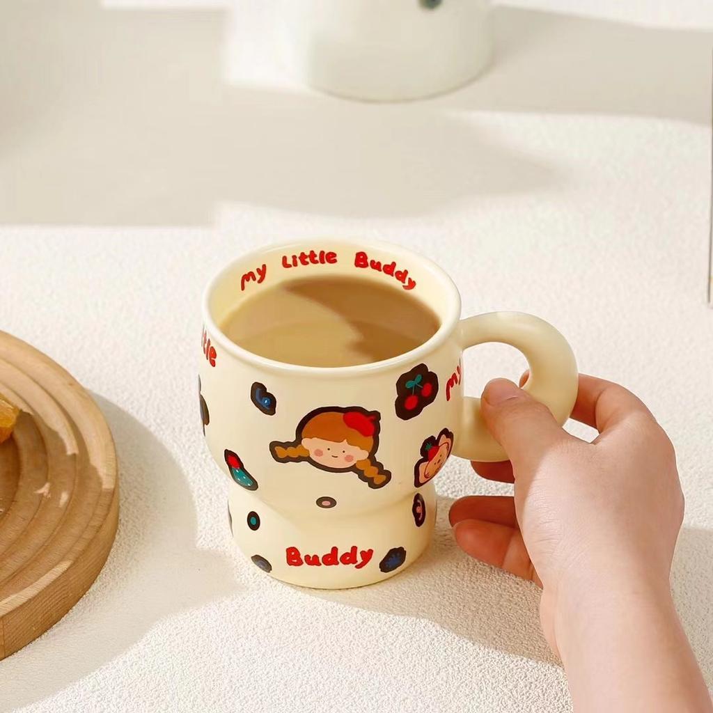 Children's Mug Mug Boy and Girl Cute Breasts Ceramic Cup Couple Water Cup Household Breakfast Cup