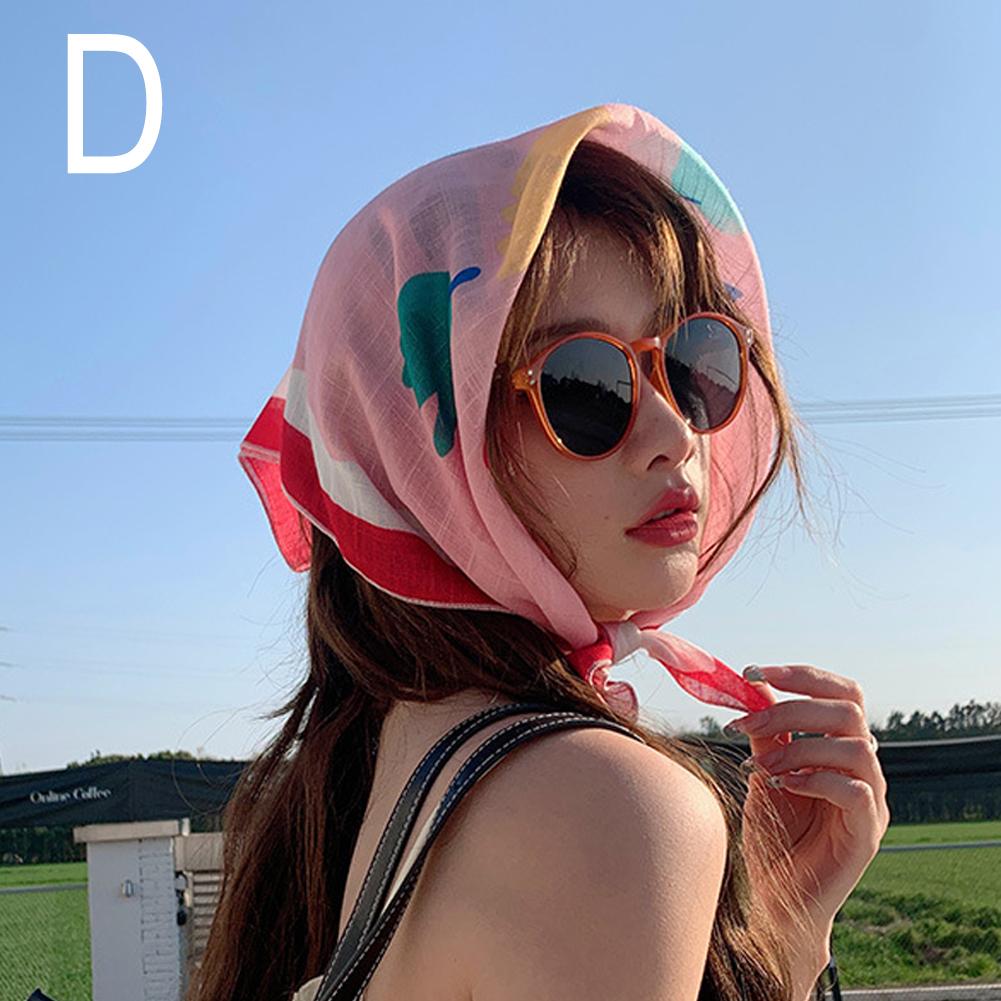 

2024 New Small Suapre Silk Scarf Flower Neck Scarves Hair Band Women Cotton Linen Headband Neckerchief Hijab Shawl 58x58cm Soft красный