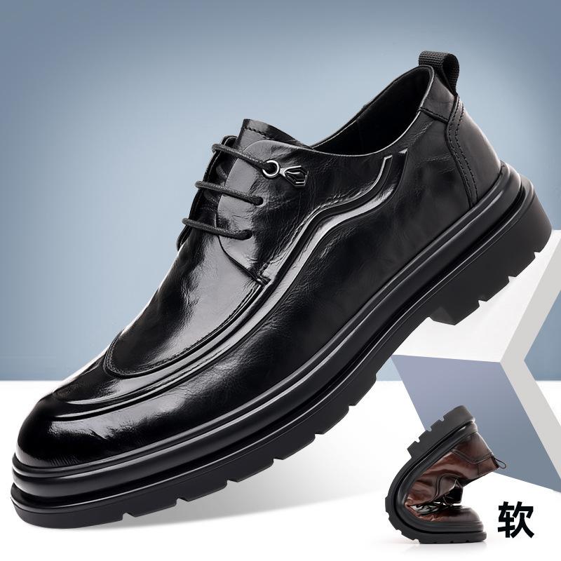 

Осенние мужские туфли из высококачественной платья кожи, дышащие офисные дерби, повседневные туфли на платформе для通勤, мужские туфли на шнуровке 38