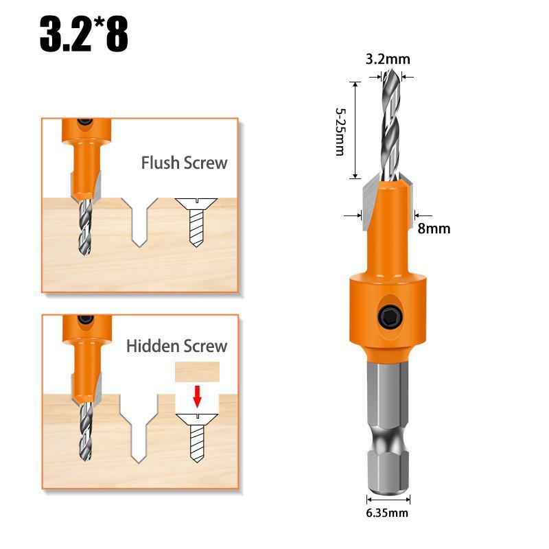 1Set Carbon Steel Woodworking Countersink Router Bit Screw Extractor Remon Demolition For Wood Milling Cutter