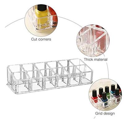 12 Slots Plastic Transparent Multi-compartment Cosmetic Storage Box Lipstick Display Stand Lipstick Storage Box Makeup Box