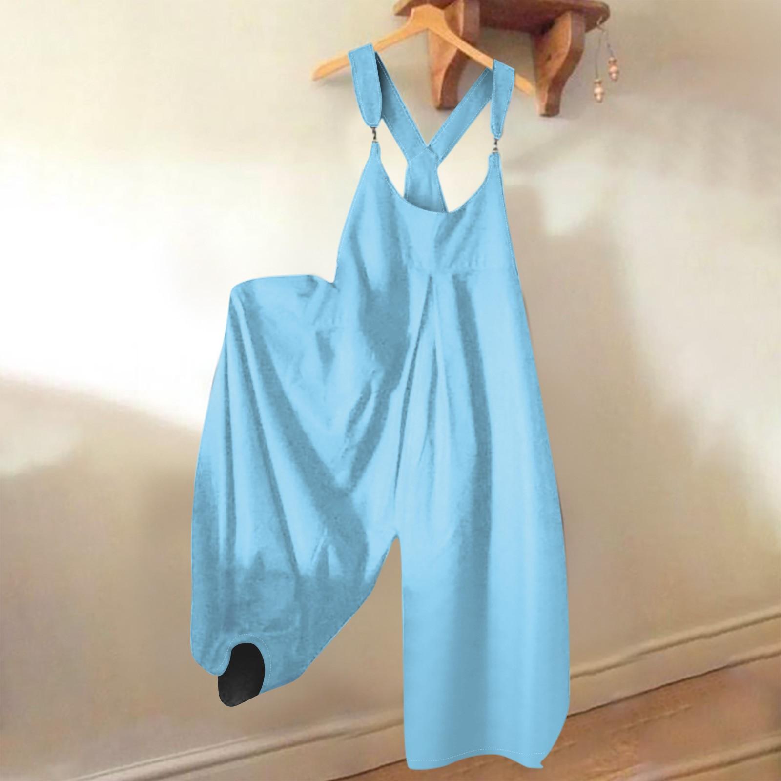 

Женские повседневные и модные летние брюки на бретелях, однотонный свободный комбинезон в стиле ретро с карманами XL