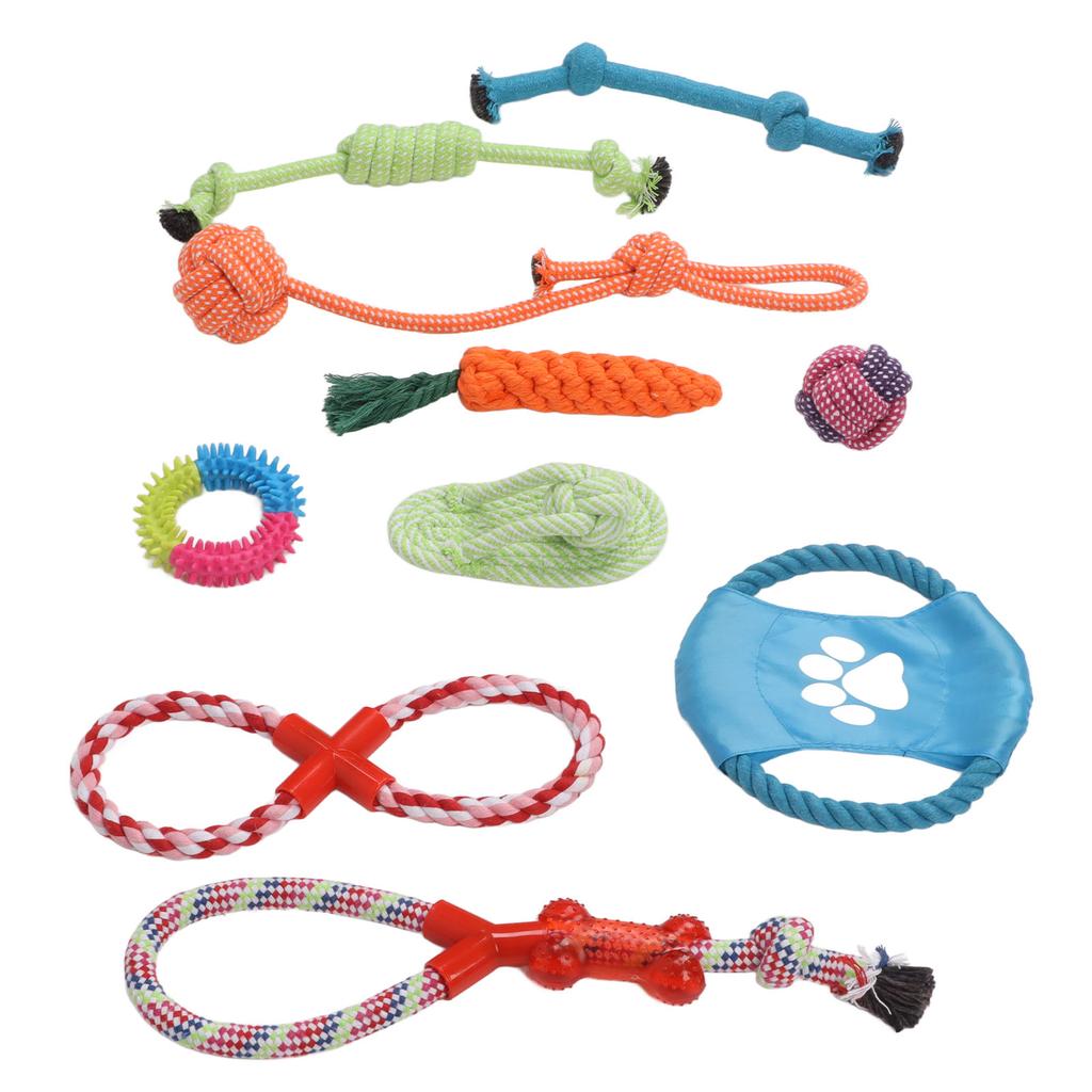 10 pz Giocattolo in Corda di Cotone per Animali Domestici Interattivo Colorato Giocattolo da Masticare Molar per Cucciolo Cane Medio Grande