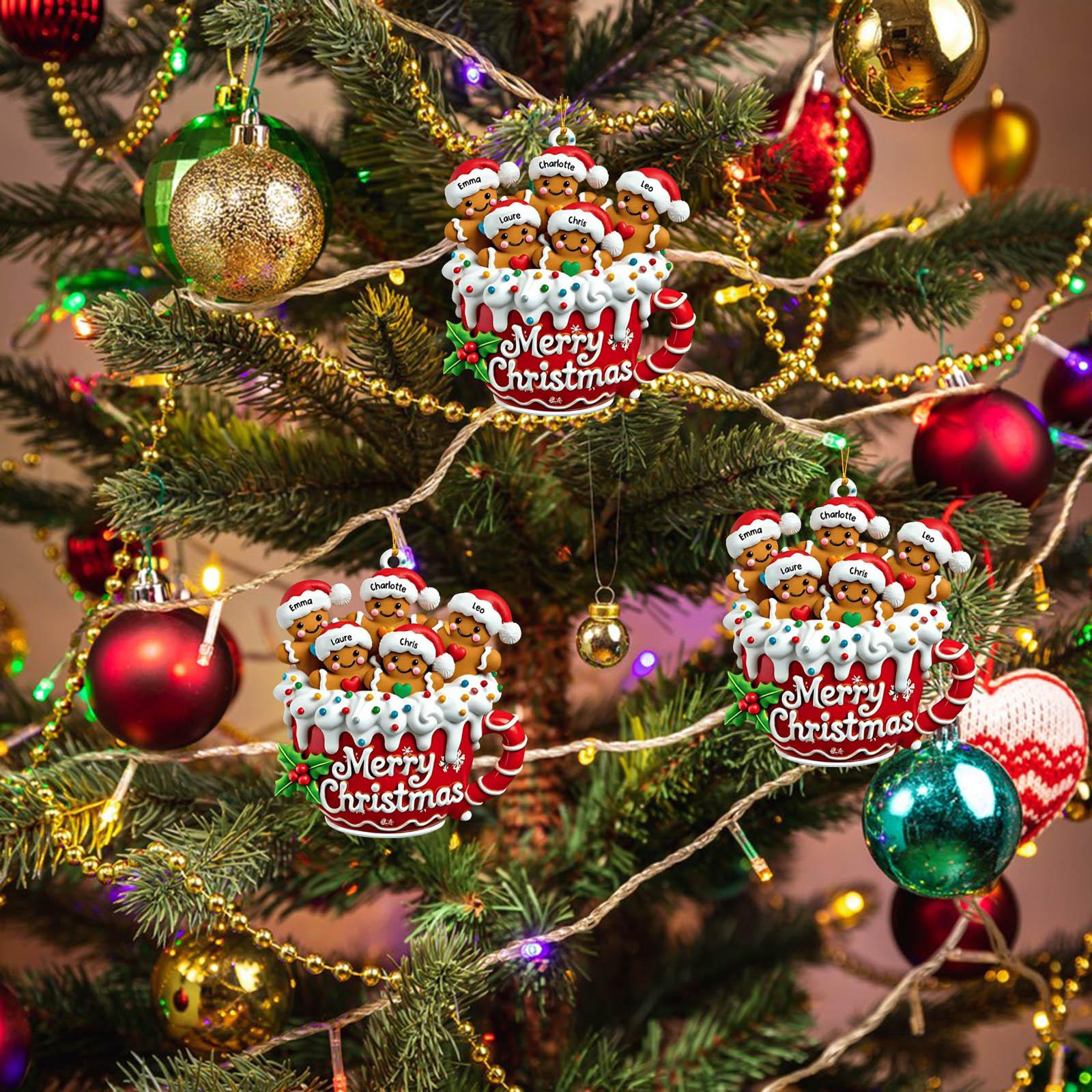 Merry Christmas Family Ornament Custom Family Christmas Ornament Grandkids Bread 2d Flat Christmas Decorative Glass Beads One Size