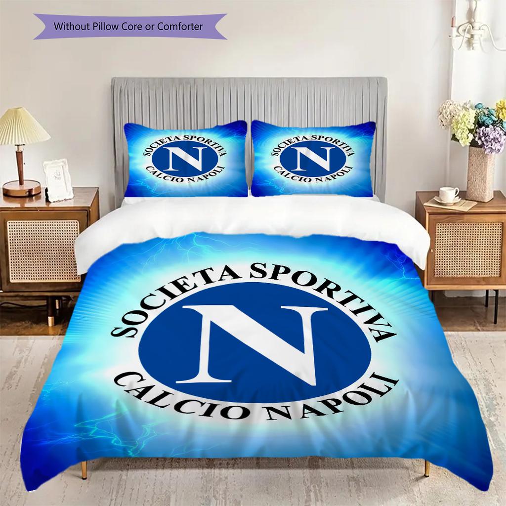 SSC Neapol Vzor Povlečení Sada Prošívaných Dek Quilt Cover Povlak na Polštář Domácí Dekorace Dárek k Narozeninám (1 * povlak na peřinu + 2 * povlak na polštář, bez jádra)