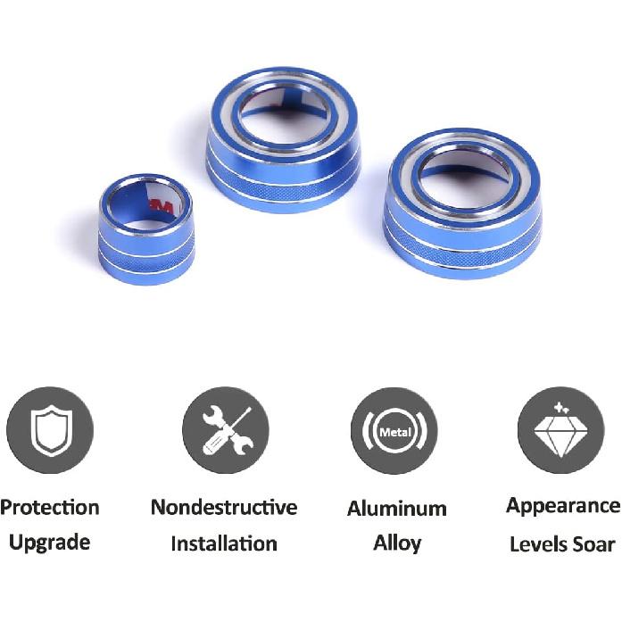 Alloy Car Light Wiper Lever Knob Circle Trim Stickers for Chevrolet Corvette C7 2014-2019 Car Dashboard Bright Adjustment Head Lever Trim (Blue)