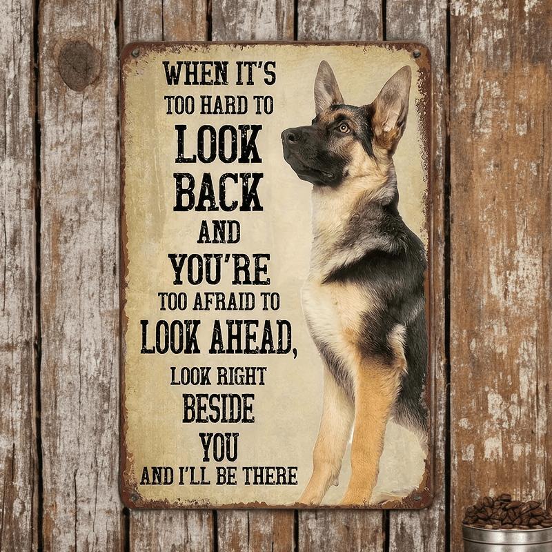 Vintage German Shepherd Metal Tin Sign - Dog Lover Wall Art Decor, Inspirational Quote Gift for Home Bar Cafe