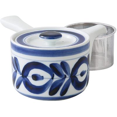 Nishikai Toki Hasami Ware Teapot, Majolica Flower Design, Super Stainless Steel, with Strainer, Capacity Approx. 425ml, Microwave and Dishwasher