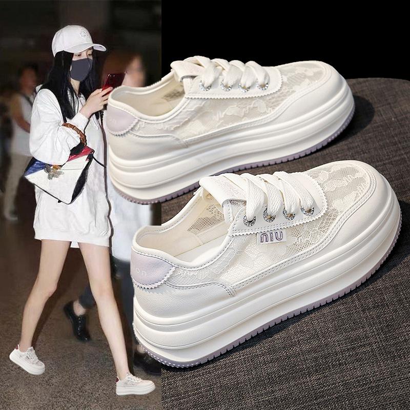 New Little White Shoes Versatile Summer Breathable Platform Shoes Women's Shoes Hollow Mesh Sports Casual Board Shoes