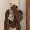 Thickened Wool Blended Scarf for Women In Winter Soft  High End Fashionable and Versatile  Warm Solid Color Knitted Scarf