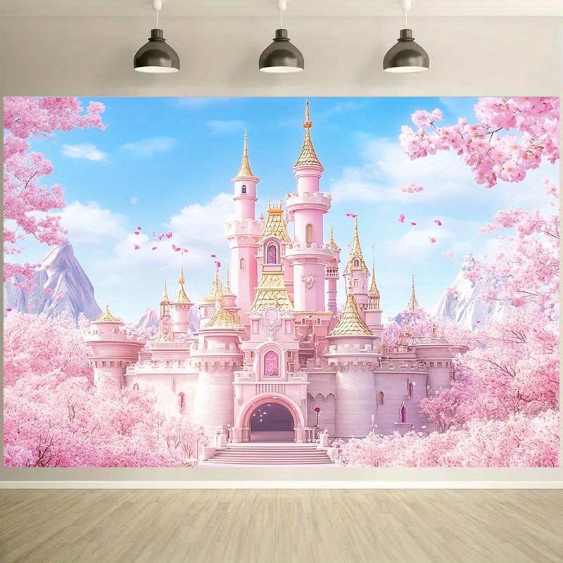 1 princess castle themed backdrop cloth featuring cherry blossom and mountain patterns is perfect for parties 100x150cm