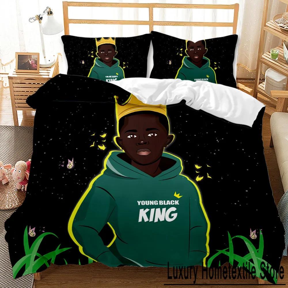 

African Black Boy Duvet Cover Set,Black Sports Bedding Set Twin Size,Boys Basketball Bed Comforter Cover Polyester Quilt Cover Tool 70x133cm 2pcs