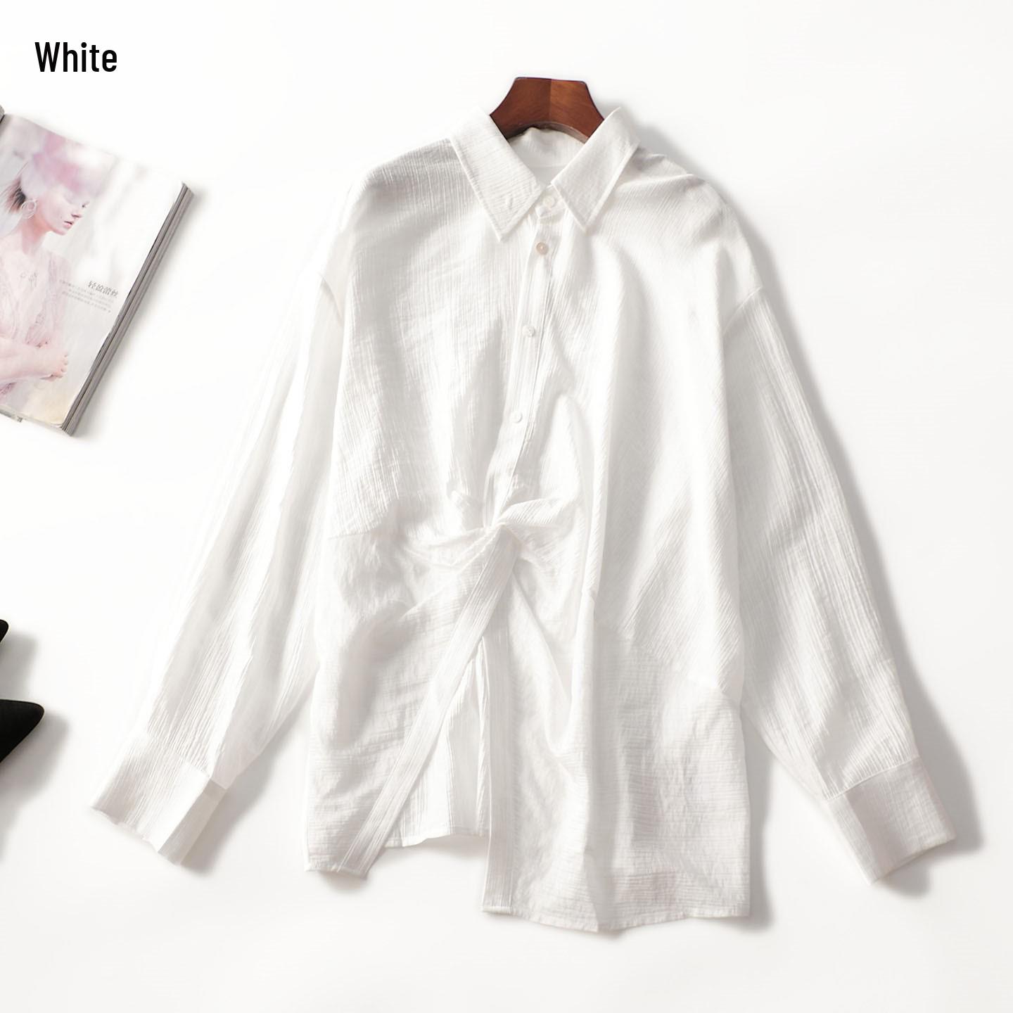 Autumn Long Sleeve Mid-Length Women s Shirt XL белый