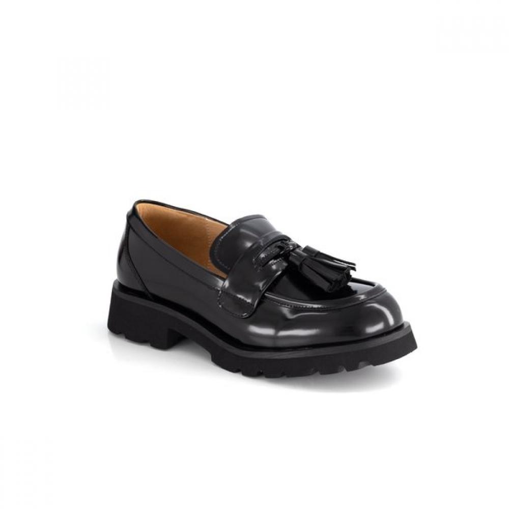 DakS Women S ShoeS 5cm Semi dreSS taSSel Decoration Chunky Loafer Drf505ba10 225/black (BA10)