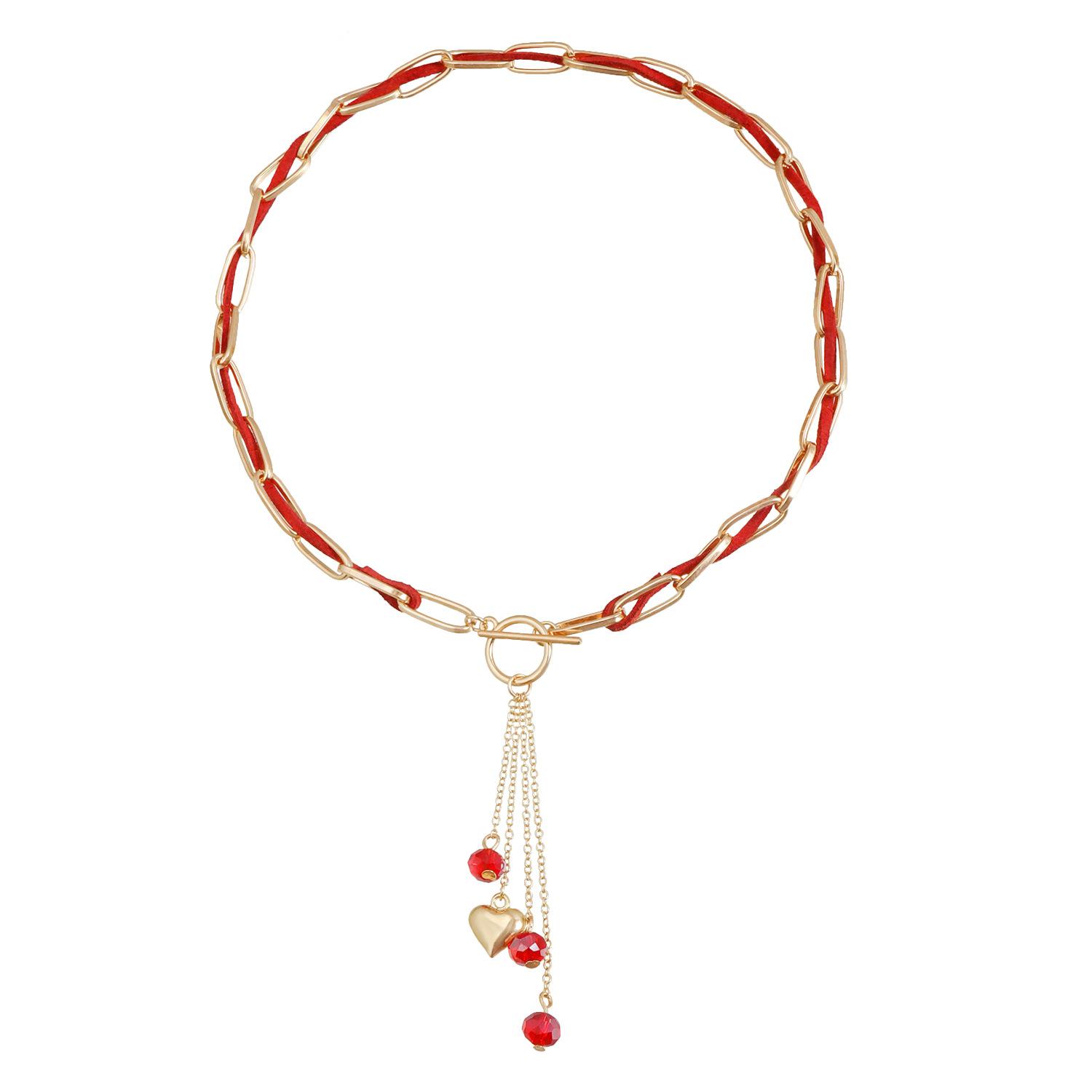 

European and American jewelry ins sexy babes style love fringed pendant collarbone chain personalized creative OT buckle necklace золотой