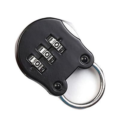 Digit Combination Disc Padlock Cartoon Mini Outdoor Resettable Padlock for Gym Locker LuggageBlack