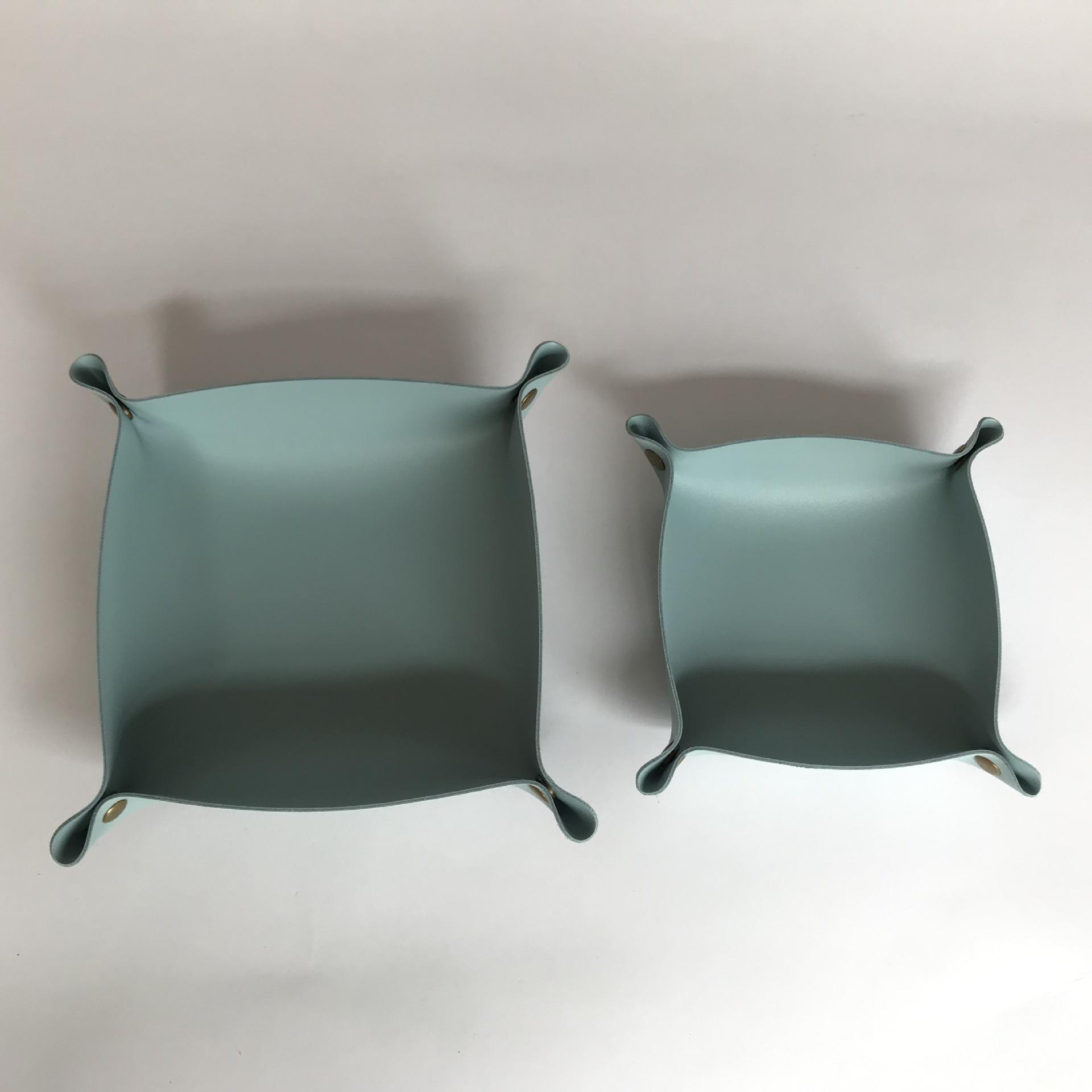 Настольный лоток для хранения из ПУ кожи, лоток-органайзер для мелочей, складной лоток, настольный органайзер для хранения мелочей, коробка для мелочей для кубиков, ключей, кошелька, монет, украшение для дома 15x15cm коричневый