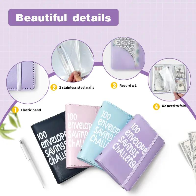 2026 New 100-Envelope Money Saving Challenge Set with Cute Stickers, Binder & Cash Envelopes, 100-Day Budget Planner to Save $5,050