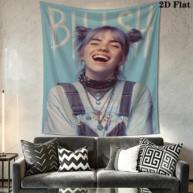 Billie Eilish Wall Tapestry Aesthetic Wall Hanging Printed Fabric Blanket Decorative Tapestries for Bedroom Living Room Home Decor