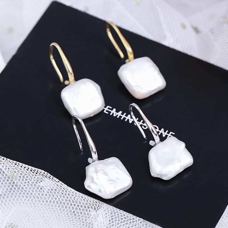 Dongdaemun 925 Sterling Silver Geometric Shell Drop Earrings 925 Sterling Silver