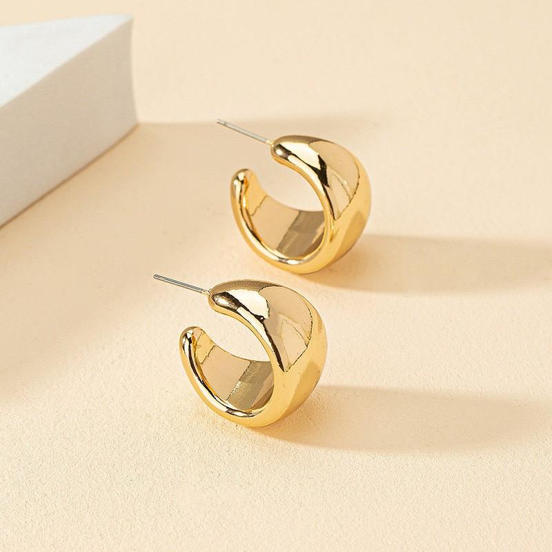 Stainless Steel Smooth Metal Chunky Hoop Earrings for Women Fashion Round Circle Hoops Statement Earrings 2024 Trendy Zircon