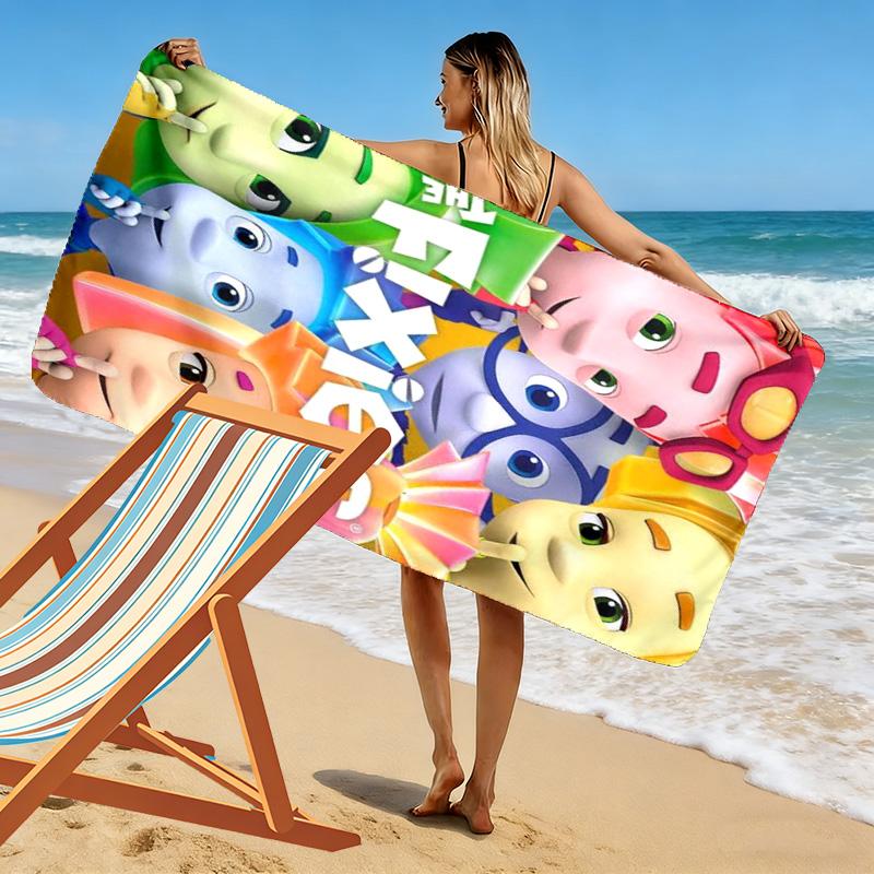 Telo Mare Fixies con Stampa Cartoni Animati, Asciugamano Grande Morbido Asciugatura Rapida per Spiaggia Campeggio Nuoto