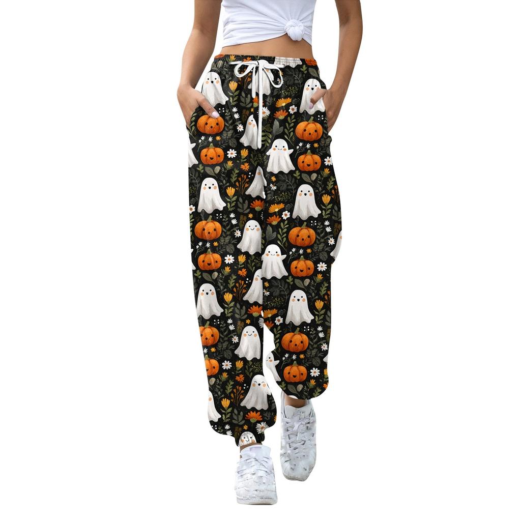 Women's Sports Pants With Pockets Fashion Print Elastic Waist Pants Casual Sweatpants Pants