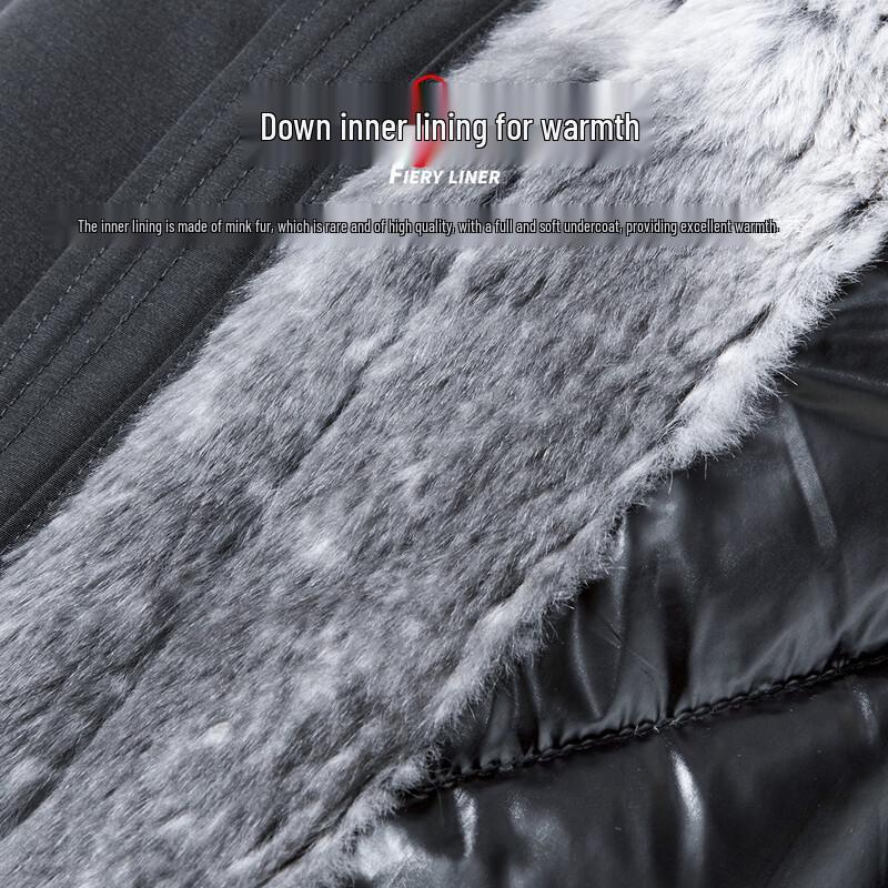 Men's Winter Mid-Length Parka with Fox Fur Collar and Rabbit Fur Down Liner