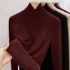 Stacked Collar Warm Fleece Bottoming Shirt Women's Autumn and Winter New Semi-turtleneck Long-sleeved Fleece Warm Silk Cashmere Top
