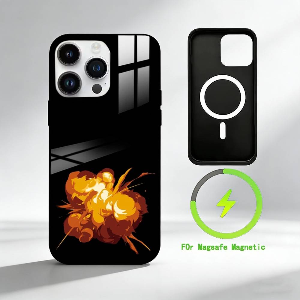 S-Stilistisk explosion Fodral för iPhone 17 16 15 14 13 12 Pro Max Plus för Spegel Trådlöst Magnetiskt Skydd