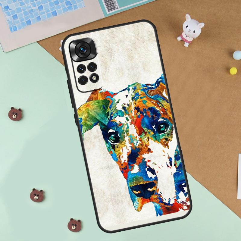Great Dane Dog Watercolor Case For Xiaomi Redmi Note 14 13 12 9 10 11 Pro 10S 11S 12S Cover For Redmi 13C 10C 12C 14C
