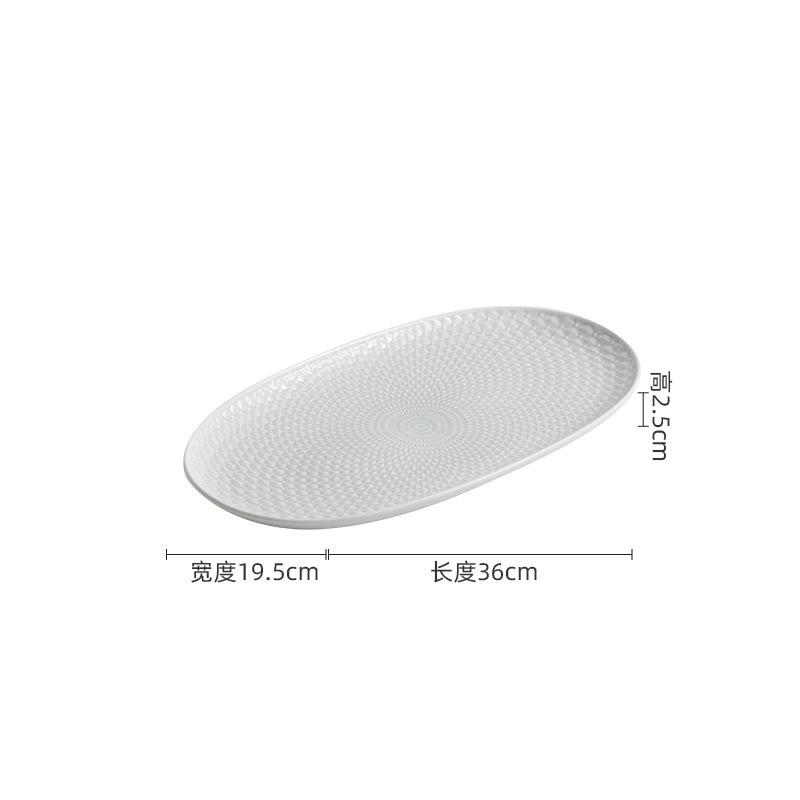 Creative Texture Ceramic Sushi Plate Oval Steamed Fish Plate Dessert Cake Plate Snack Plates Service Plates Hotel Tableware