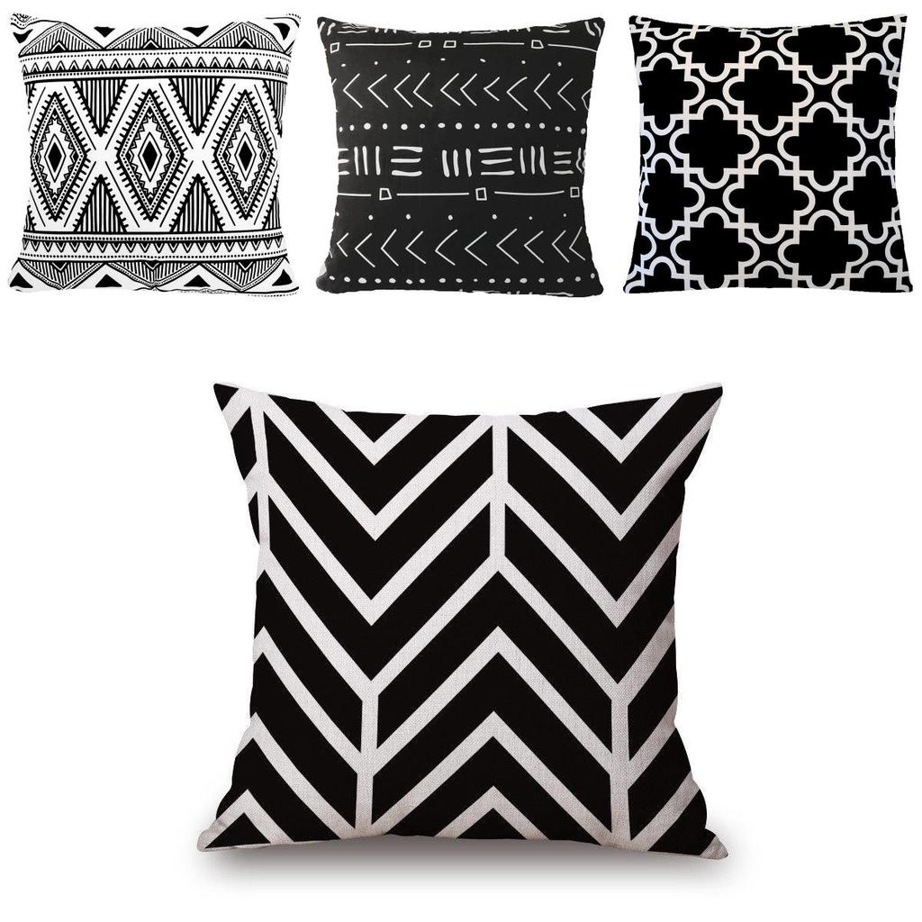 Premium Linen Throw Pillow Case With Timeless Geometric Design For Home Use