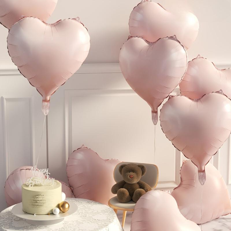 10pcs/set 18 Inch Pink Heart-Shaped Aluminum Foil Balloons Weddings Engagements Anniversaries Mother's Day Graduation Decoration