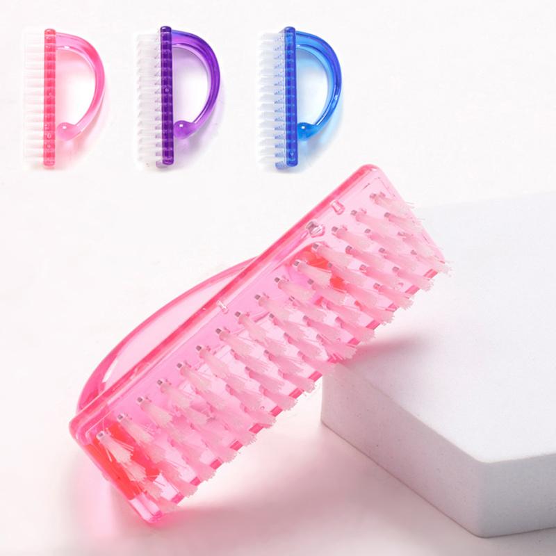Nagelborstel voor nagelkunst en pedicure, zacht, stofverwijderend, rond, plastic, reinigings- en scrubvijl, manicure, vingerverzorging, hulpje voor de salon