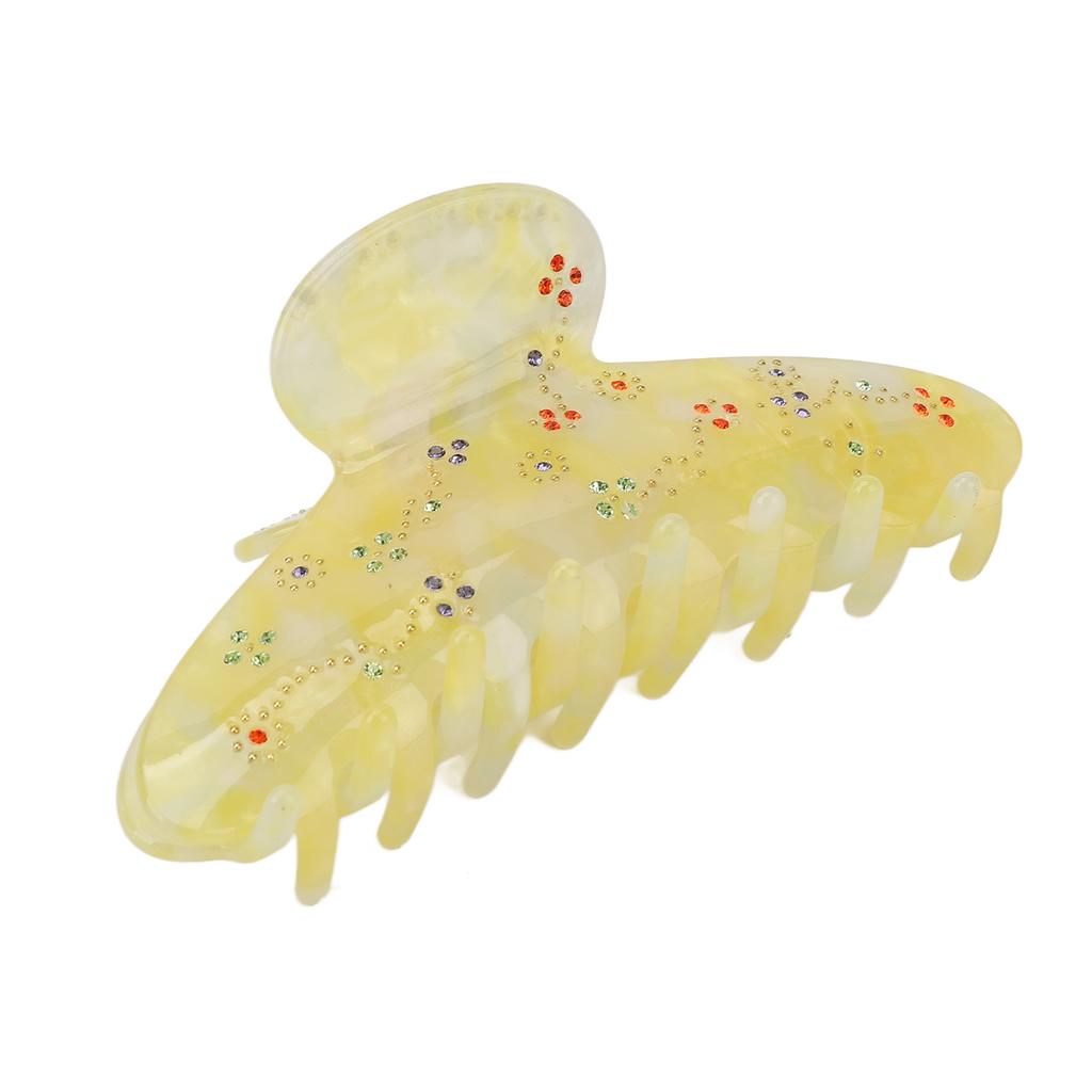 Retro Rhinestones Hair Claw Clip Women Girls Yellow Fashionable Strong Hold Jaw Clip for Thin Thick Curly Hair
