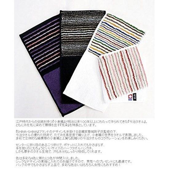 bPr BEAMS Tanaka Sangyo Imabari Towel Handkerchief Striped Gold Pearl Half 06 White Multicolor Rain ( 3)