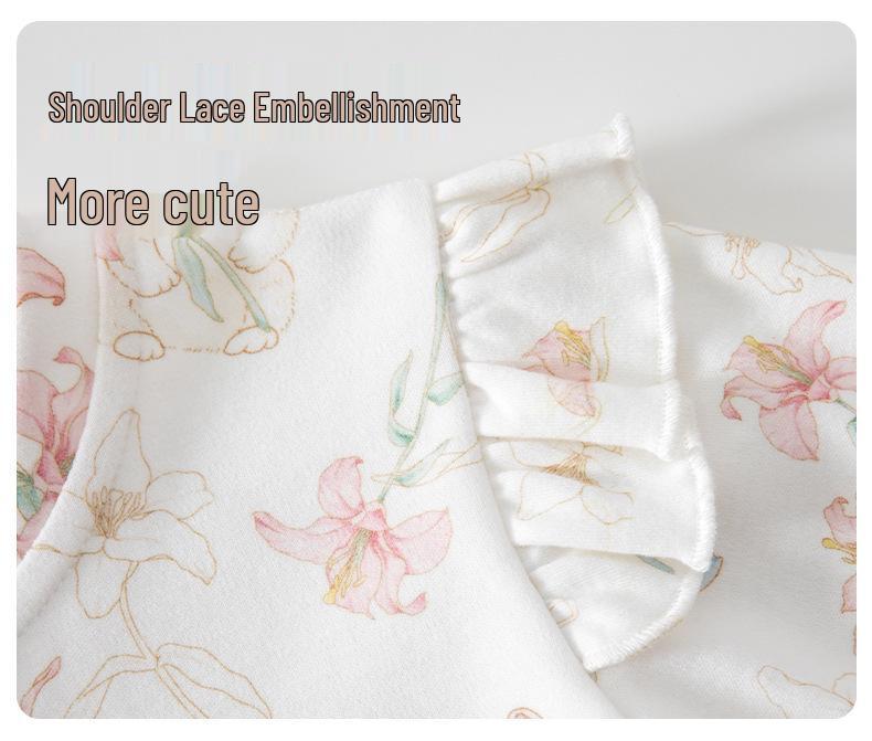 Baby Girls' French Style Cotton Bodysuit with Bow, for Spring and Autumn