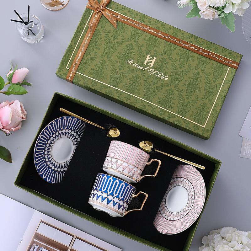 Light Luxury Coffee Cup And Saucer Set, Wedding Gift, Ceramic Bone China High-End Exquisite Latte Cup, Afternoon Tea Coffee Cup