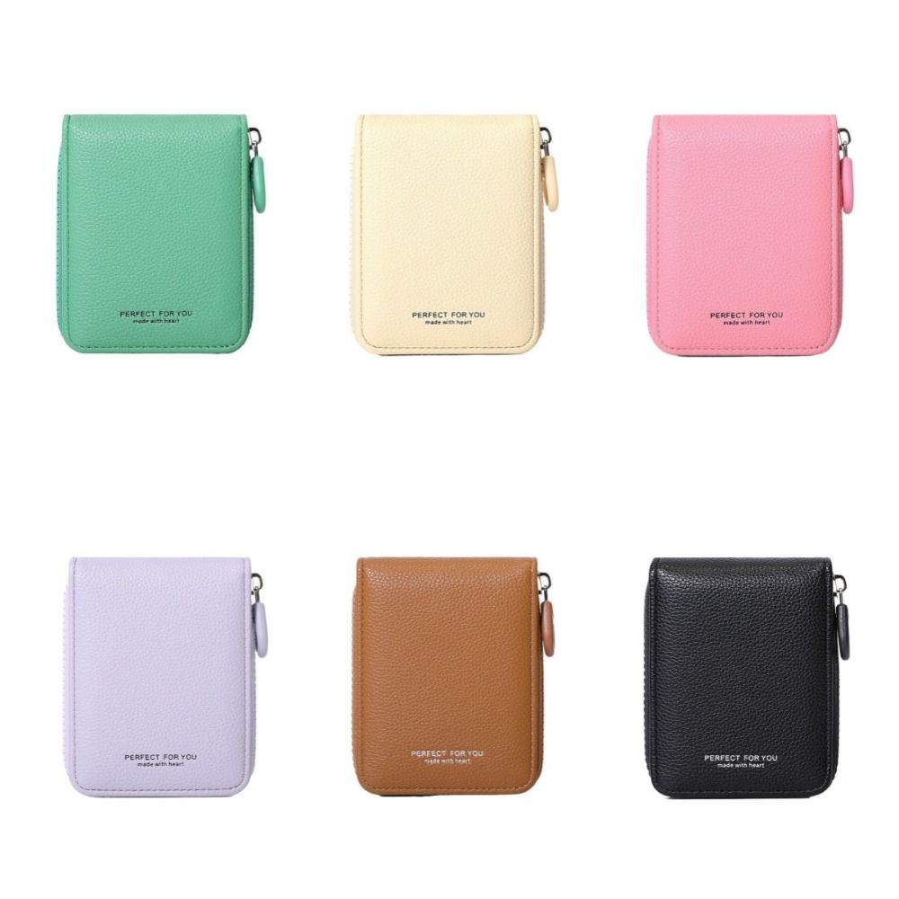 Short Clutch PU Leather Card Holder Zipper Coin Purse Retro Women Short Wallet Card Storage Bag
