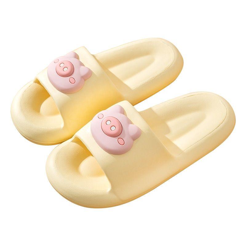 Slippers Female Super Soft Pig Head Pattern Sandals Summer Home Anti-slip Thick Bottom Bathroom Couple Bottom Slippers