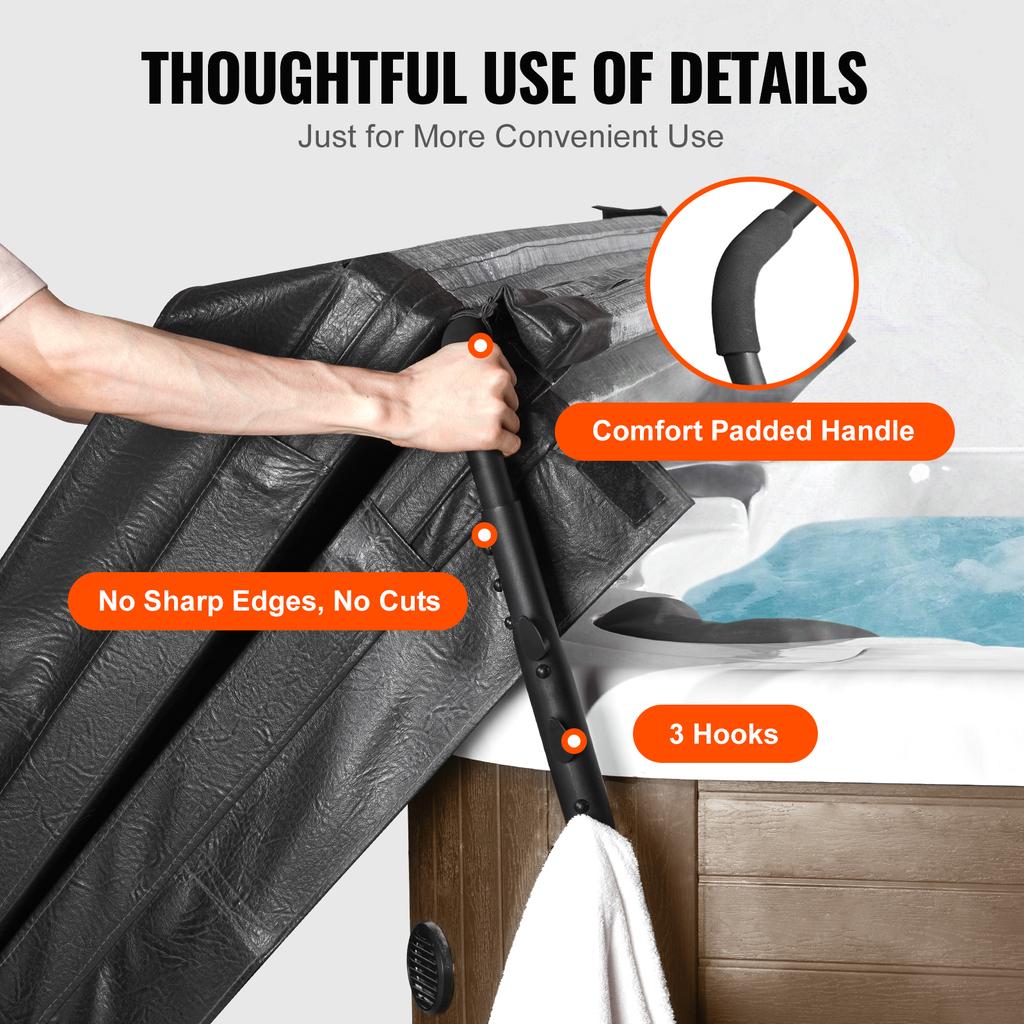 SucceBuy Whirlpoolabdeckung Heber Spa-Abdeckung Heber Höhe 31,5"-41,3" Breite 57"-92,5" Verstellbar Unter beiden Seiten montiert Geeignet