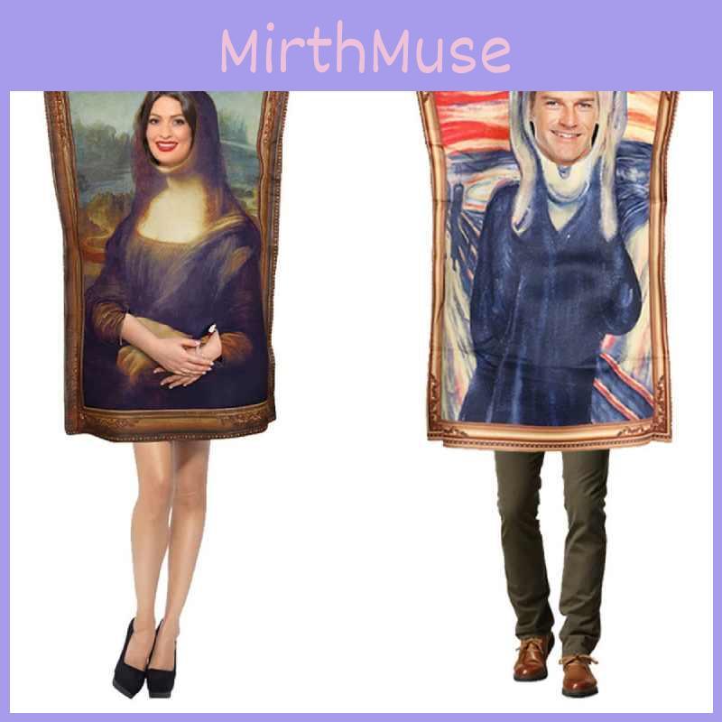 Mona Lisa Cosplay-kostyme med polyesterstoff for Halloween og temafester