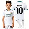 Παιδική Αθλητική Φανέλα Ρεάλ Μαδρίτης Mbappe Ποδοσφαίρου Αναπνέουσα Γρήγορου Στεγνώματος Σετ Ποδοσφαίρου Αγόρια Κορίτσια Εξωτερικού Χώρου Δώρο Γενεθλίων Λευκό